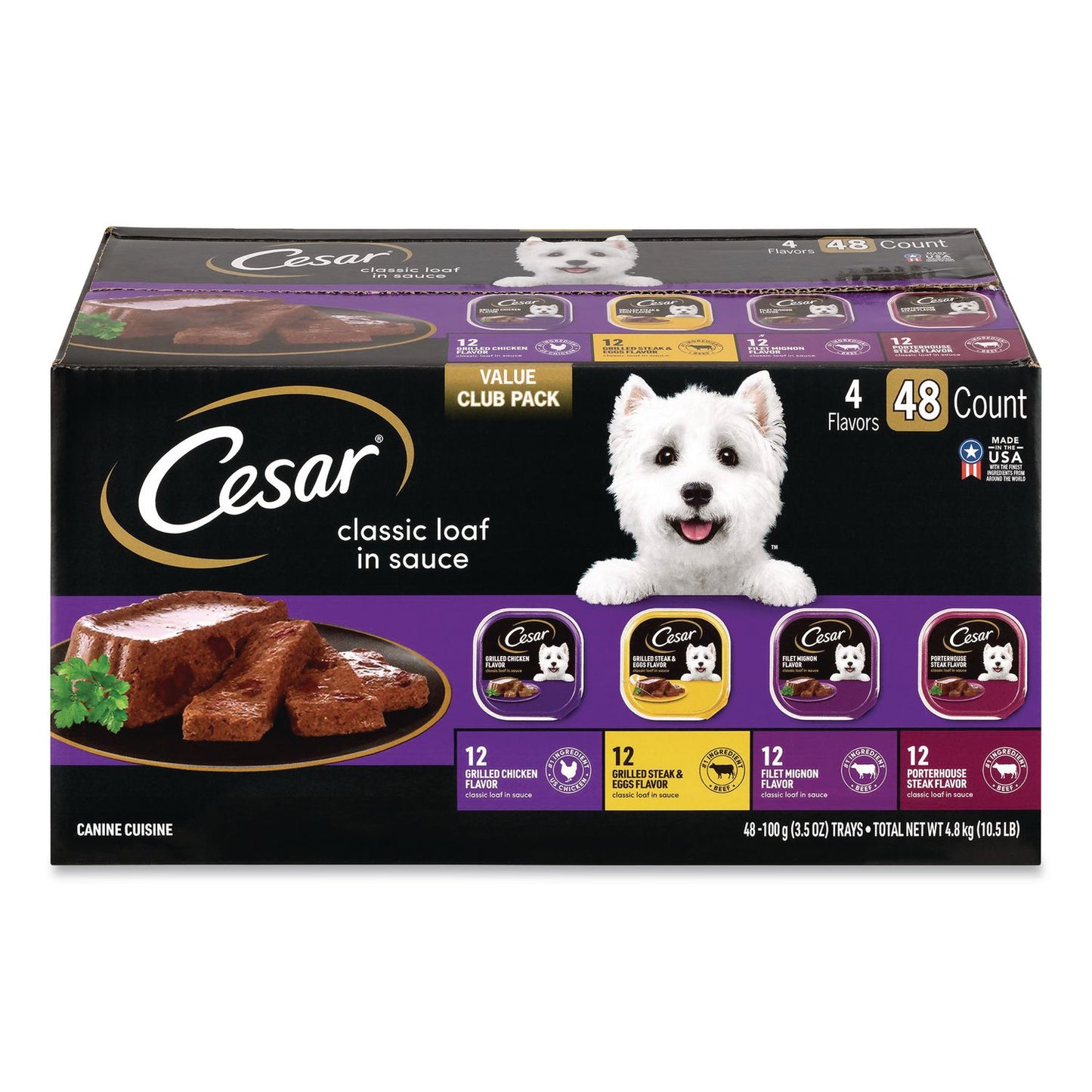 Cesar® Classic Wet Dog Food Variety, Assorted Flavors, 3.5 oz Tray, 48/Carton (GRR22002663)
