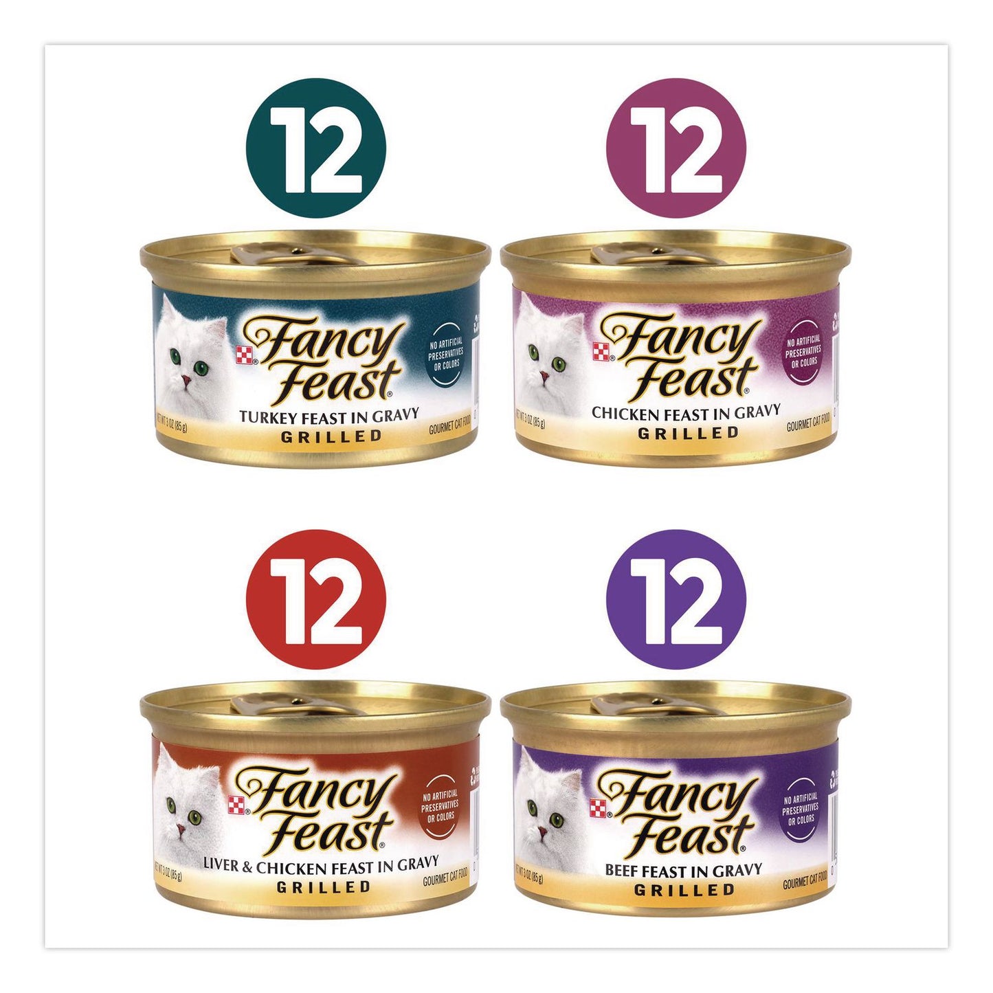 Fancy Feast® Poultry and Beef Variety Pack, Assorted Flavors, 3 oz Can, 48/Carton (GRR22002665)