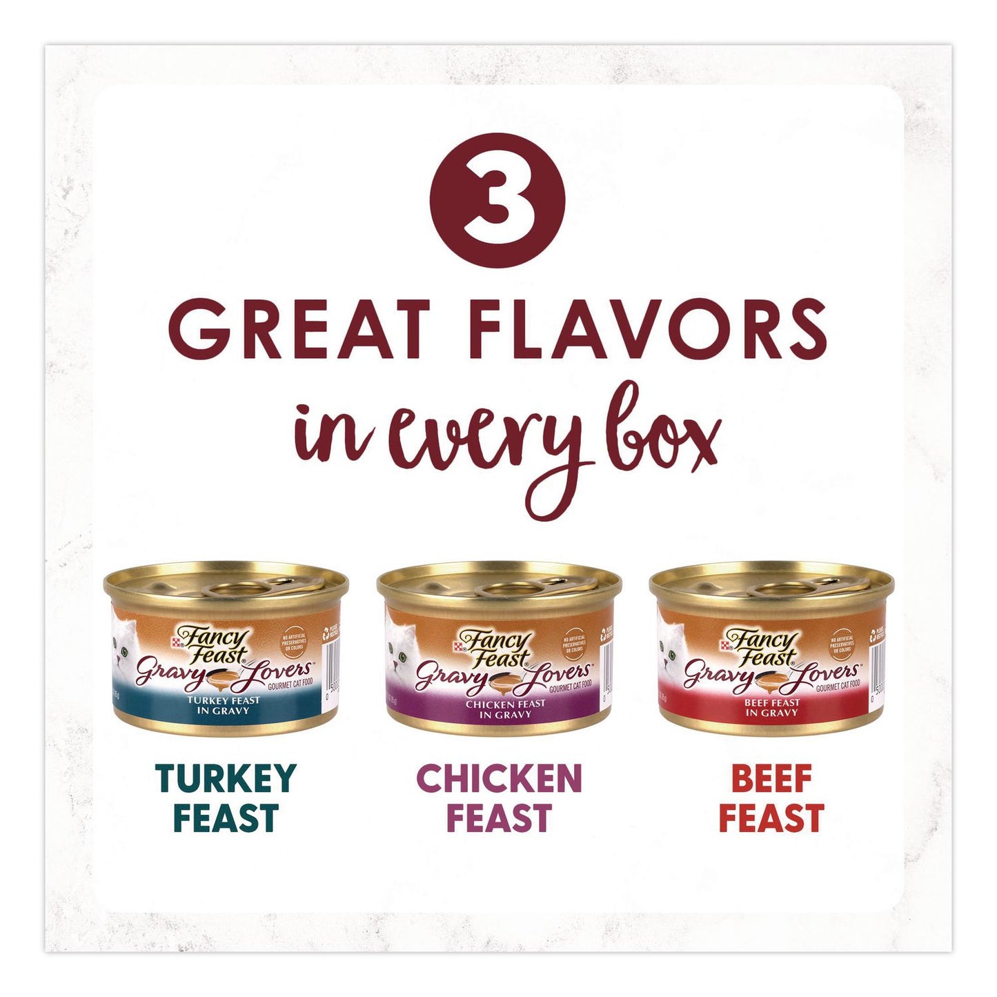 Fancy Feast® Gravy Lovers Poultry and Beef Variety Pack, Assorted Flavors, 3 oz Can, 48/Carton (GRR22002666)