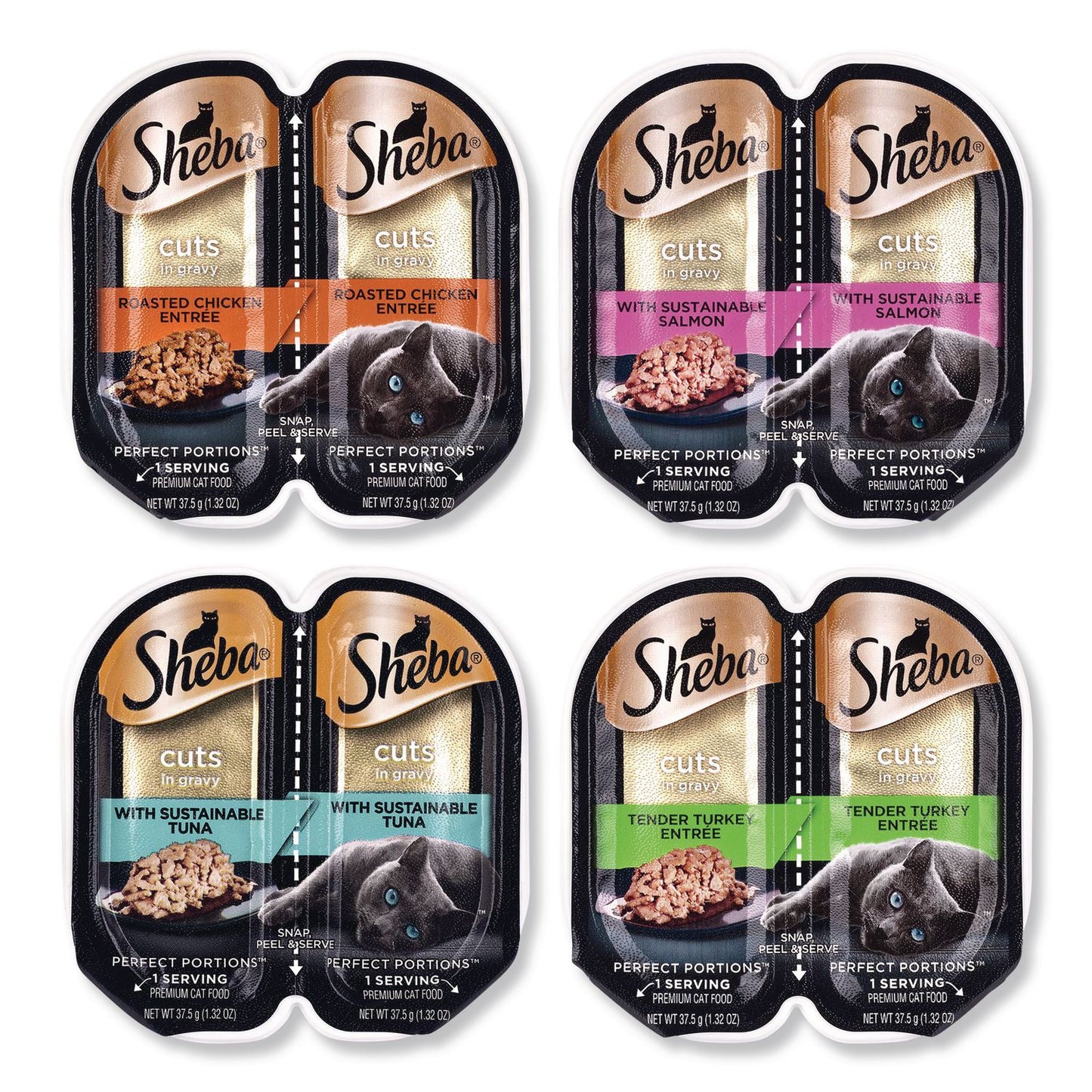 Sheba® Perfect Portions Variety Twin Packs, Assorted Flavors, 1.32 oz Can, 60/Carton (GRR22002668)