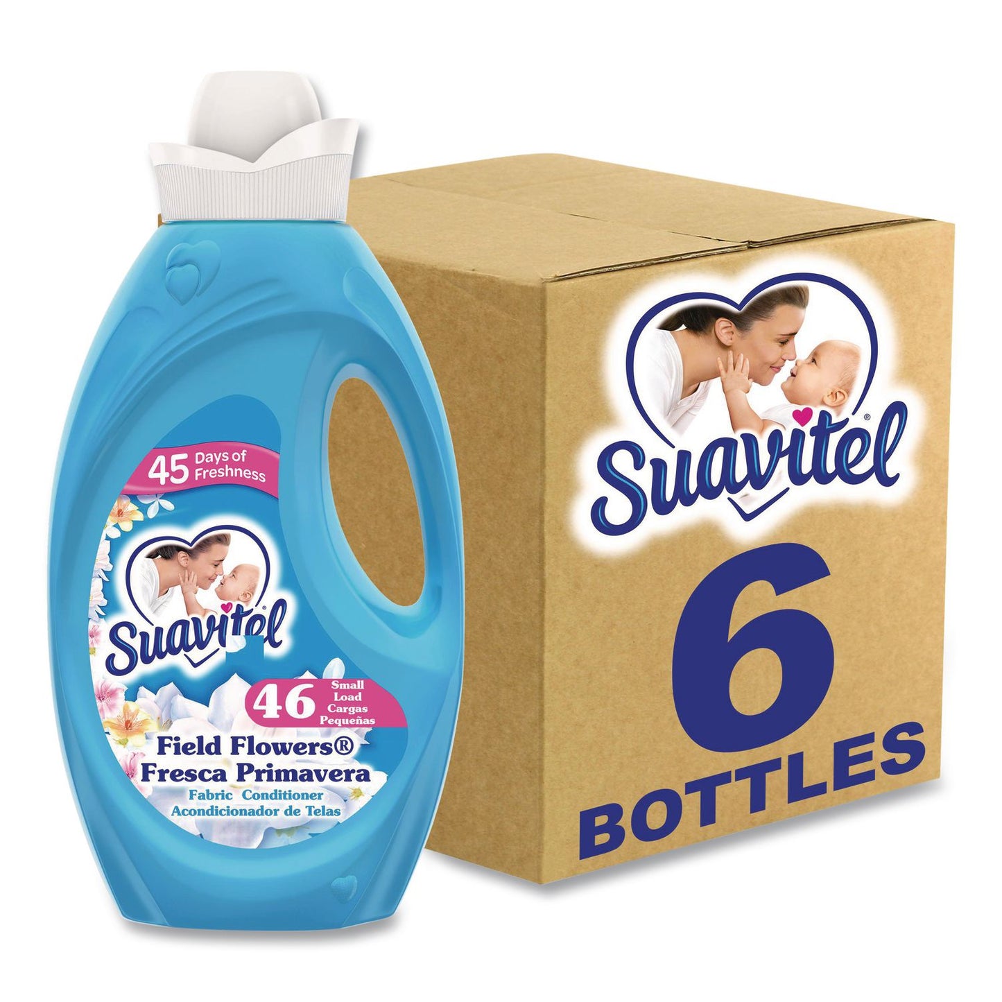 Suavitel® Fabric Softener, Floral Scent, 46 oz Bottle, 6/Carton (CPC61034387CT)