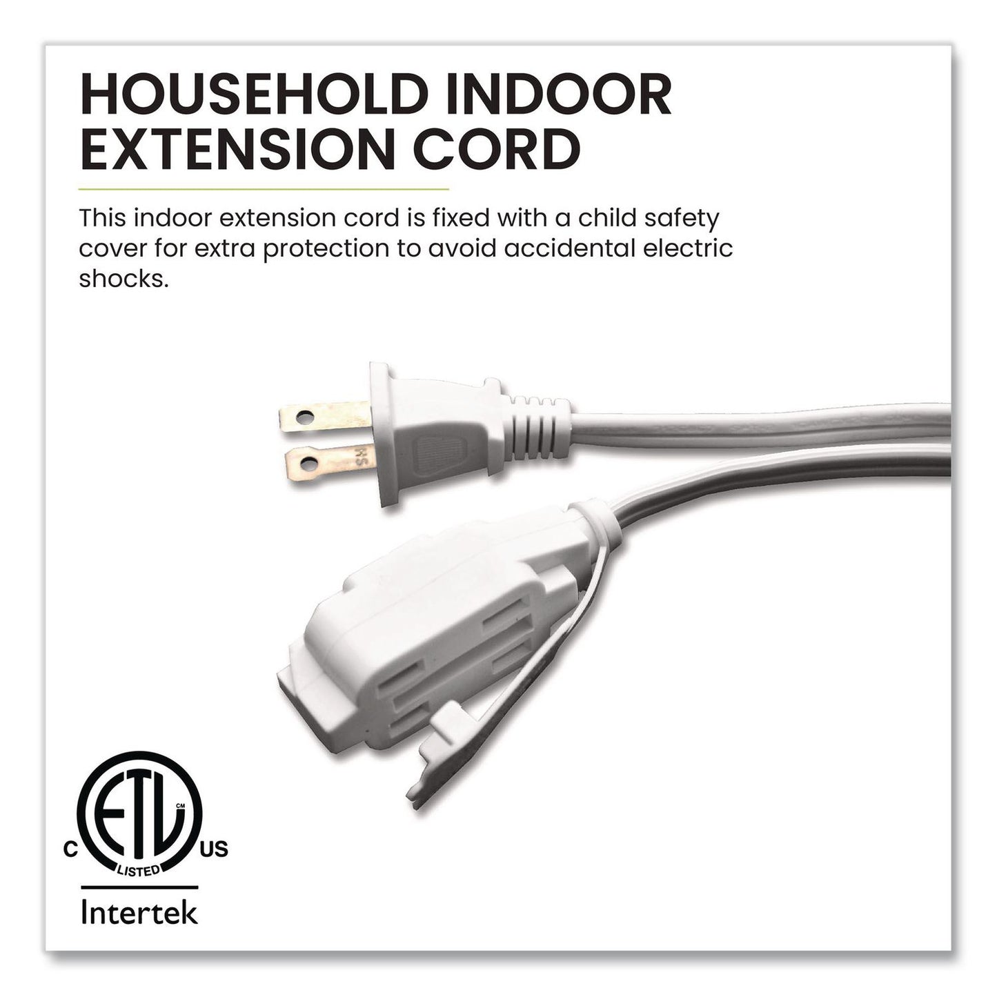 GoGreen Power Household Extension Cord, 12 ft, 13 A, White, 3/Pack (GGPGG247123)