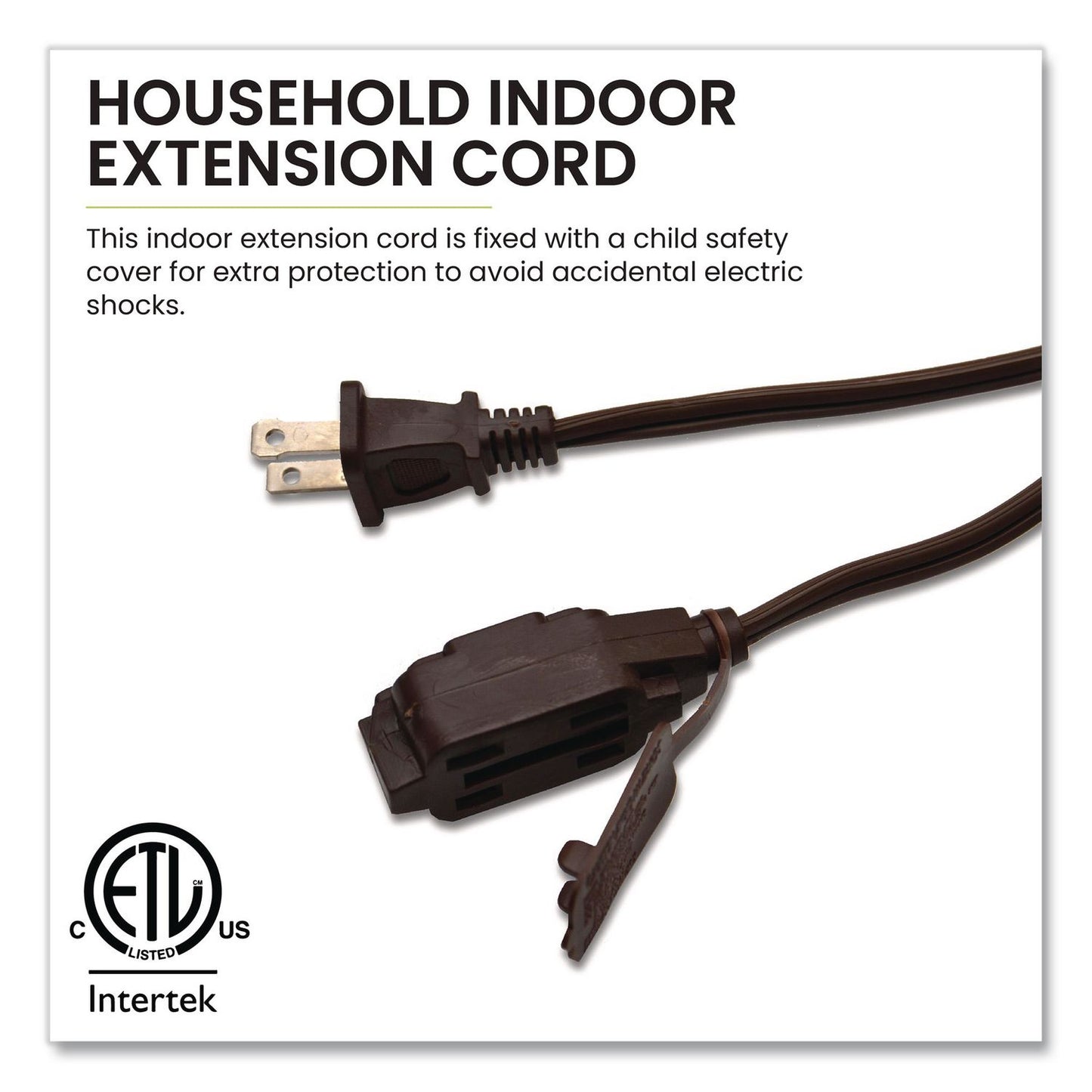 GoGreen Power Household Extension Cord, 12 ft, 13 A, Brown, 3/Pack (GGPGG248123)