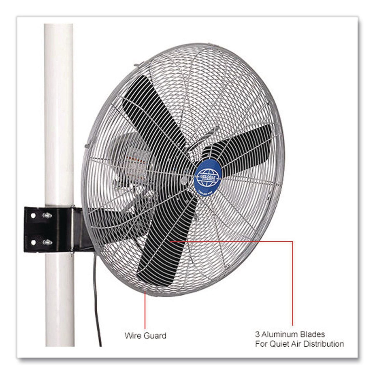 Global Industrial® Oscillating Fan, Pole or Column Mount, 30", 6,780 CFM, 1/3 hp (GBE293156)