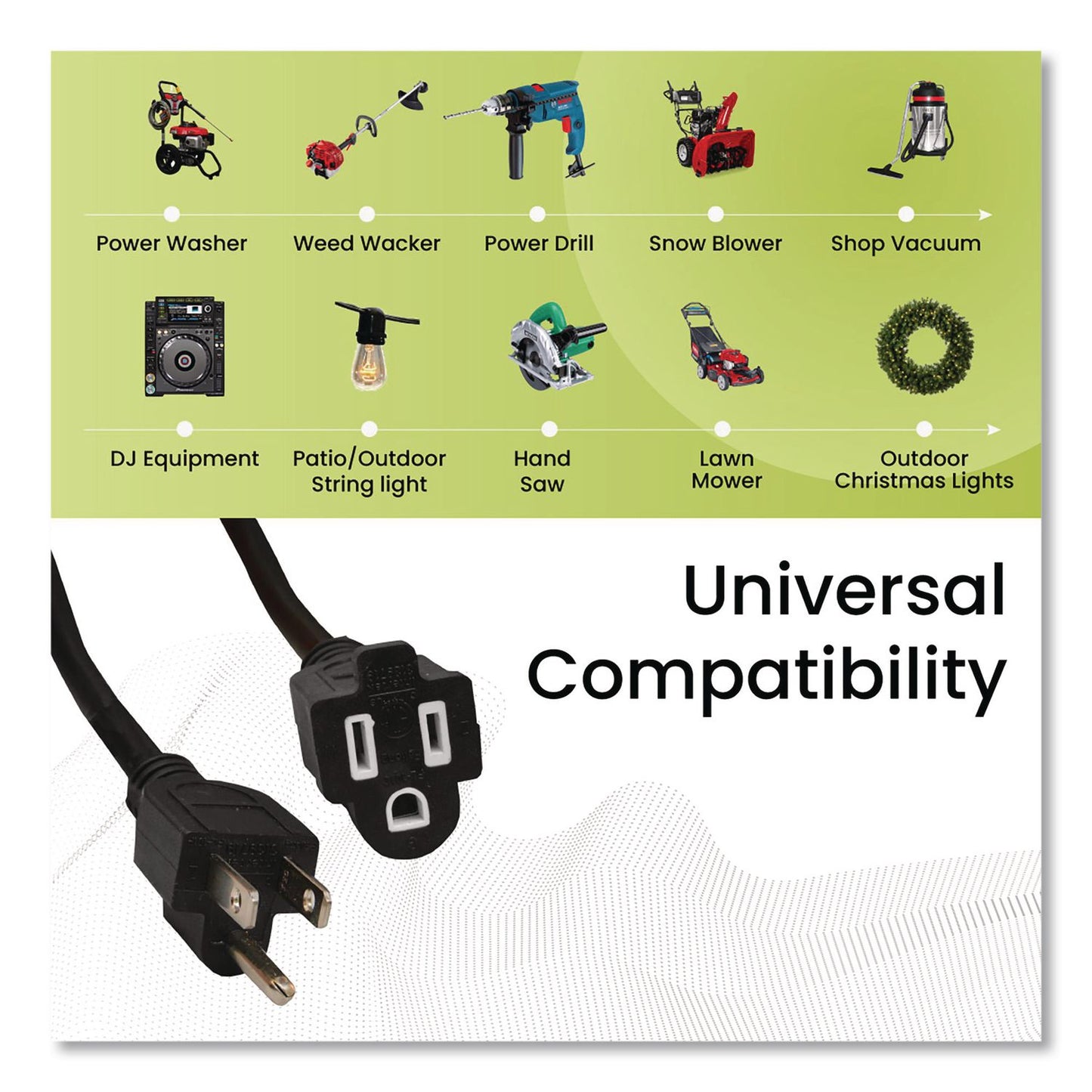 GoGreen Power 16 AWG Outdoor Extension Cord, 50 ft, 13 A, Black (GGPGG13750BK)