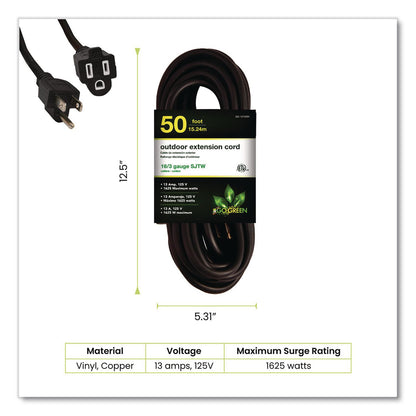 GoGreen Power 16 AWG Outdoor Extension Cord, 50 ft, 13 A, Black (GGPGG13750BK)