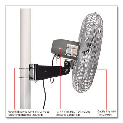 Global Industrial® Deluxe Oscillating Fan, Pole or Column Mount, 24", 4,660 CFM, 1/2 hp (GBE293157)
