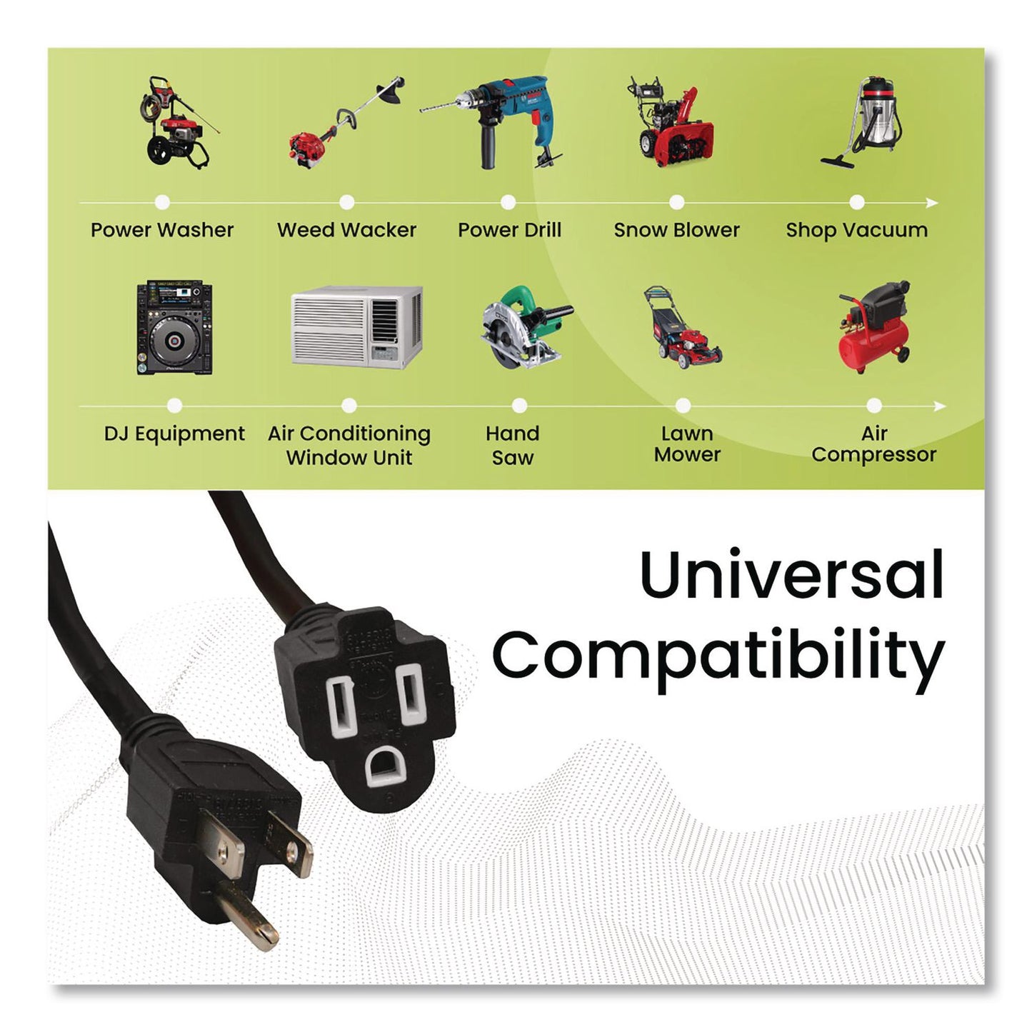 GoGreen Power 14 AWG Outdoor Extension Cord, 25 ft, 15 A, Black (GGPGG13825BK)