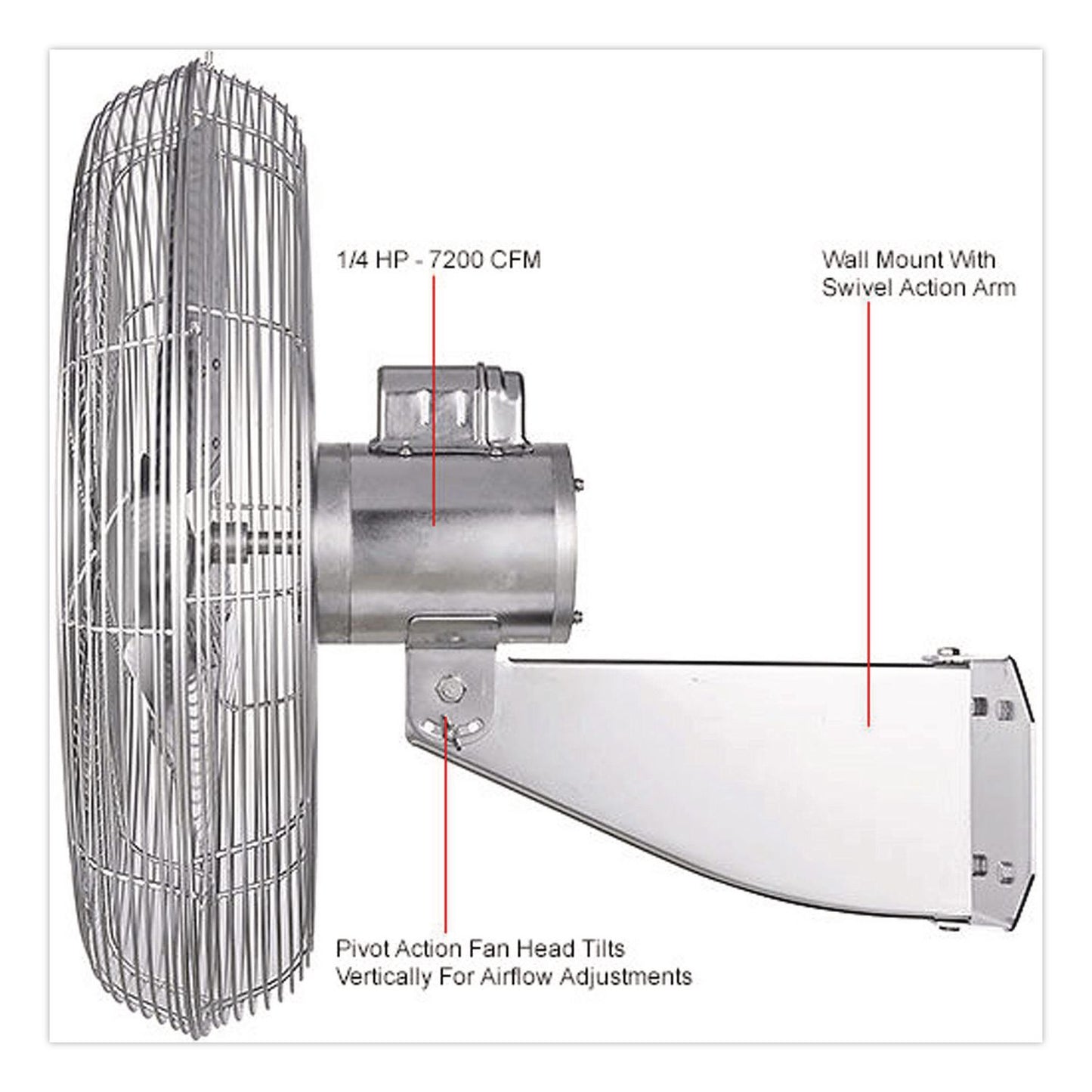 Global Industrial® Washdown Wall Mount Fan, 24", 1 Speed, Silver (GBE293018)