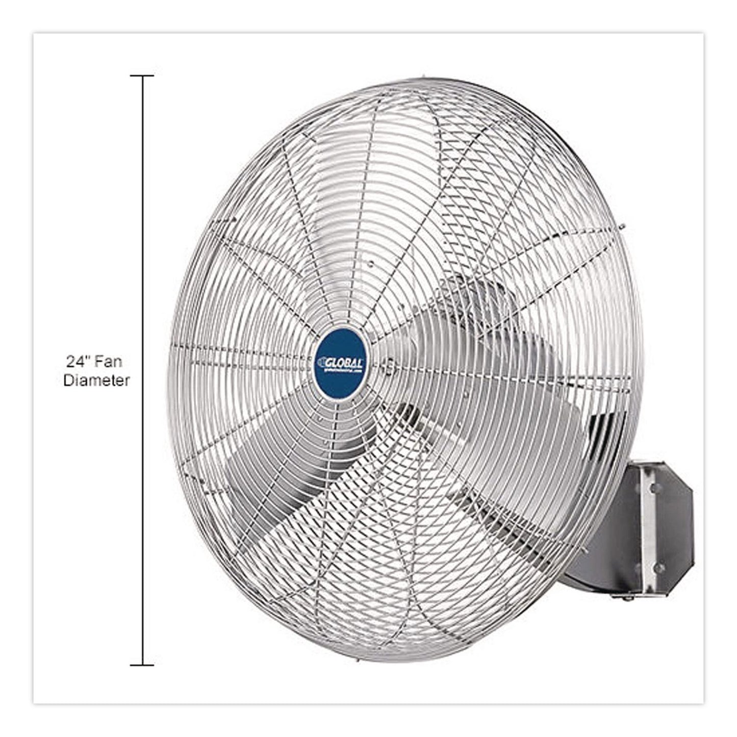 Global Industrial® Washdown Wall Mount Fan, 24", 1 Speed, Silver (GBE293018)