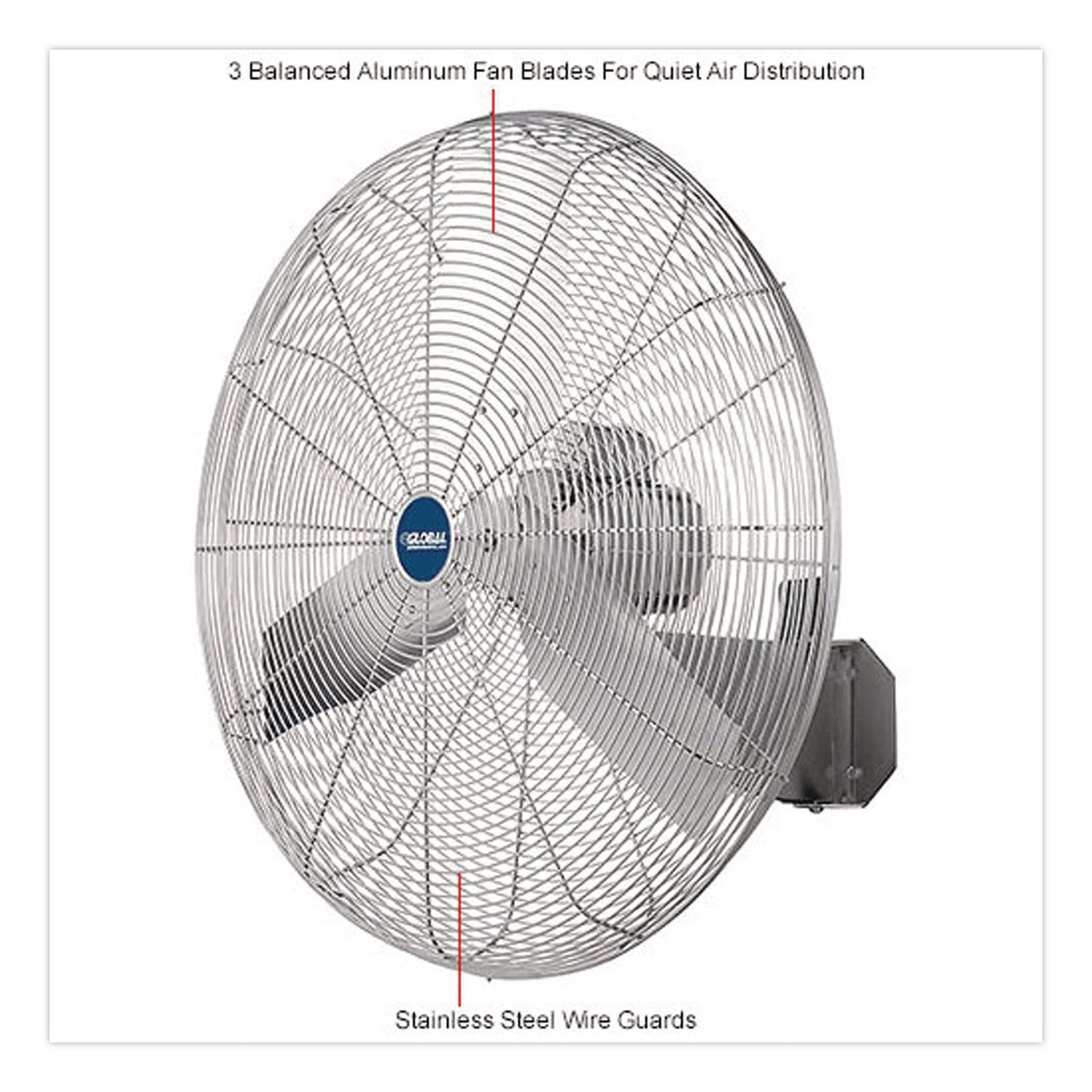 Global Industrial® Washdown Wall Mount Fan, 30", 1 Speed, Silver (GBE293019)