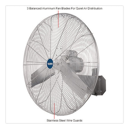 Global Industrial® Washdown Wall Mount Fan, 30", 1 Speed, Silver (GBE293019)