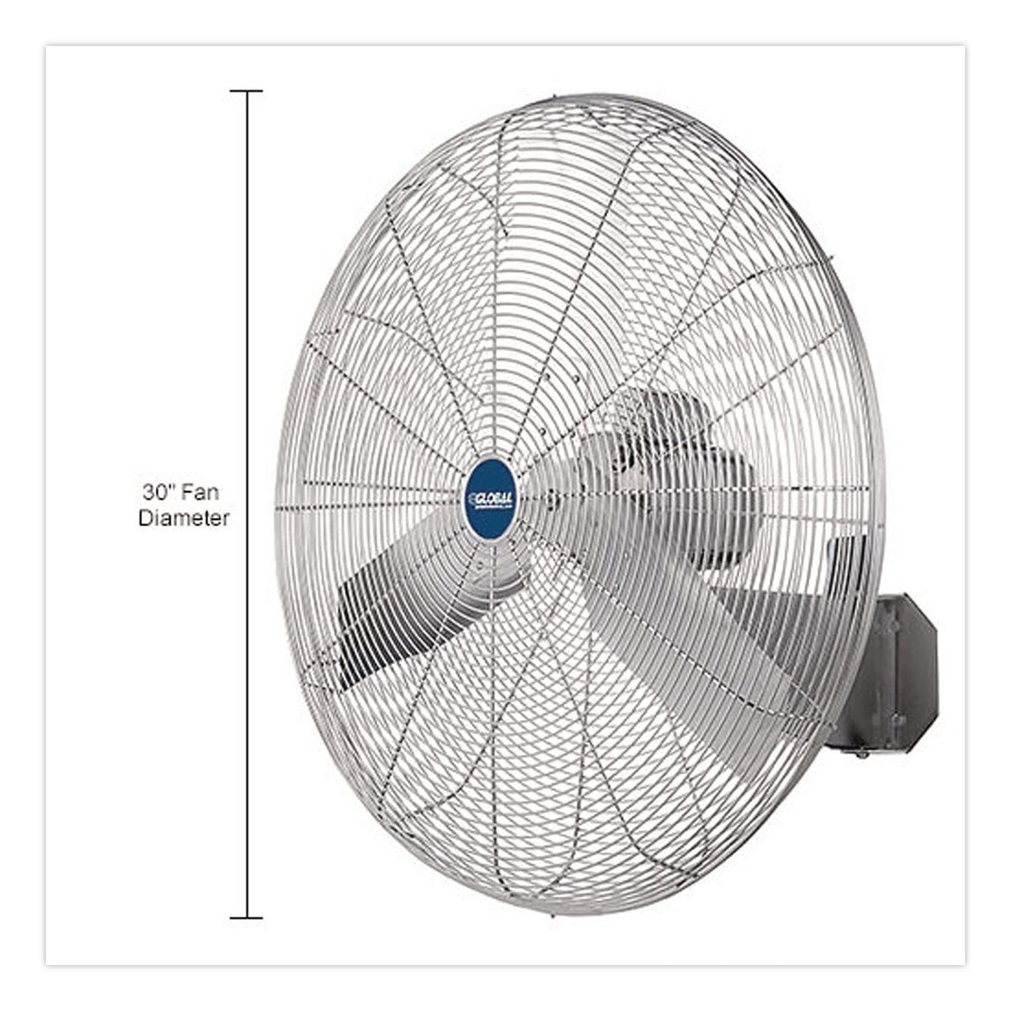 Global Industrial® Washdown Wall Mount Fan, 30", 1 Speed, Silver (GBE293019)