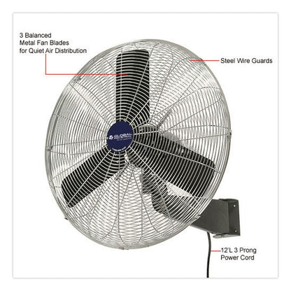Global Industrial® Oscillating Wall Mount Fan, 24", 3 Speeds, Black (GBE607050)