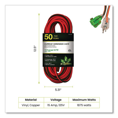 GoGreen Power 14 AWG Outdoor Extensioin Cord, 50 ft, 15 A, Orange (GGPGG13850)