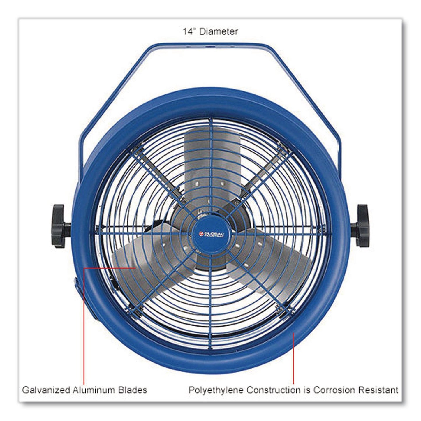 Global Industrial® High Velocity Drum Fan with Yoke Mount, 14", 1 Speed, Blue (GBE293092)