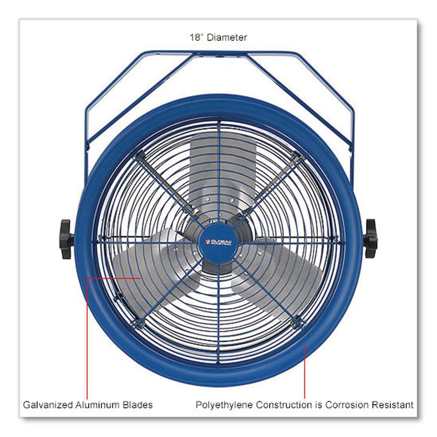 Global Industrial® High Velocity Drum Fan with Yoke Mount, 18", 1 Speed, Blue (GBE293093)