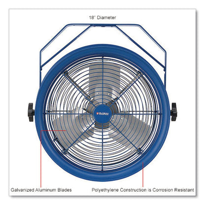 Global Industrial® High Velocity Drum Fan with Yoke Mount, 18", 1 Speed, Blue (GBE293093)