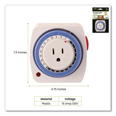 GoGreen Power AC Indoor Timer, Analog, 4 x 3, White (GGPGG36011)