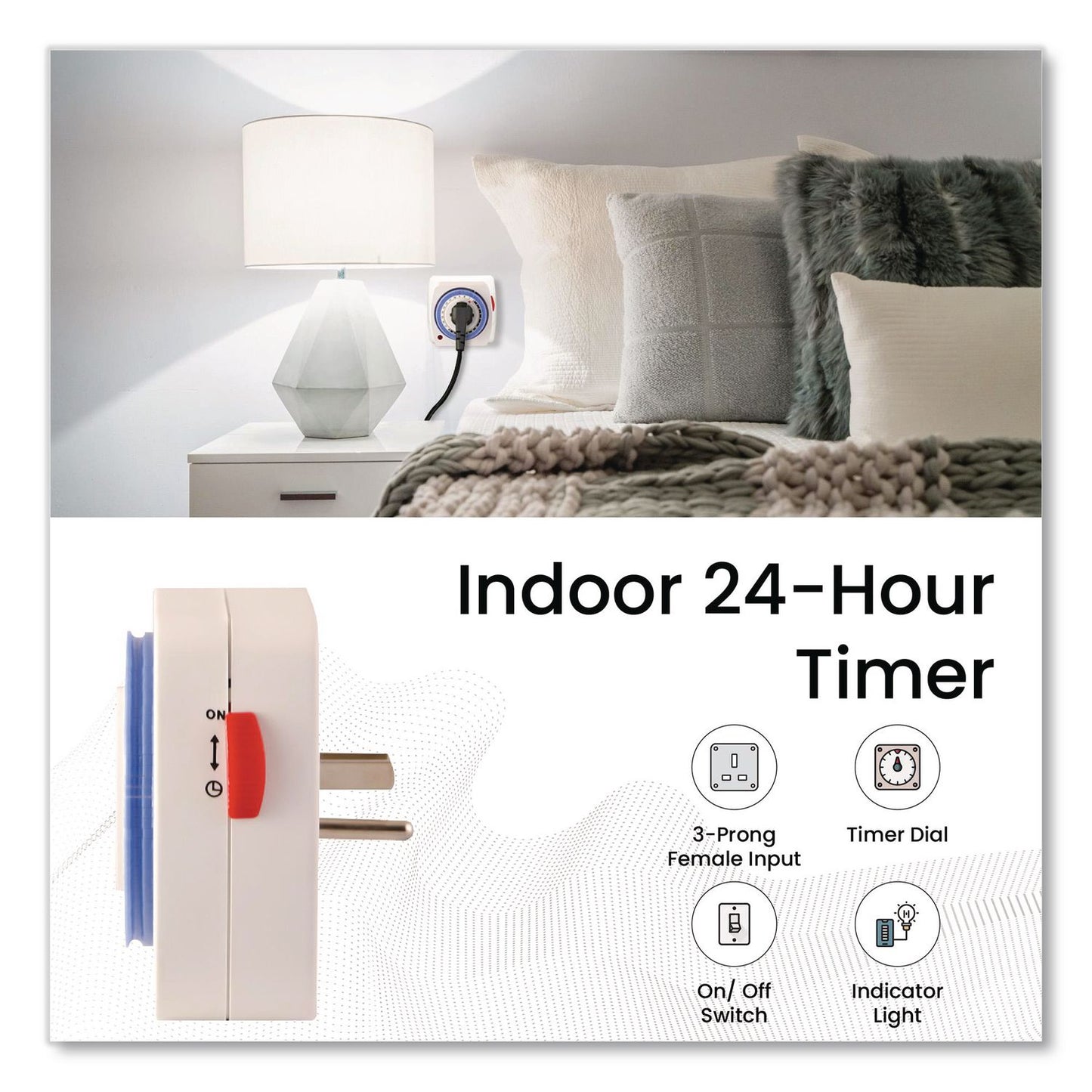 GoGreen Power AC Indoor Timer, Analog, 4 x 3, White (GGPGG36011)