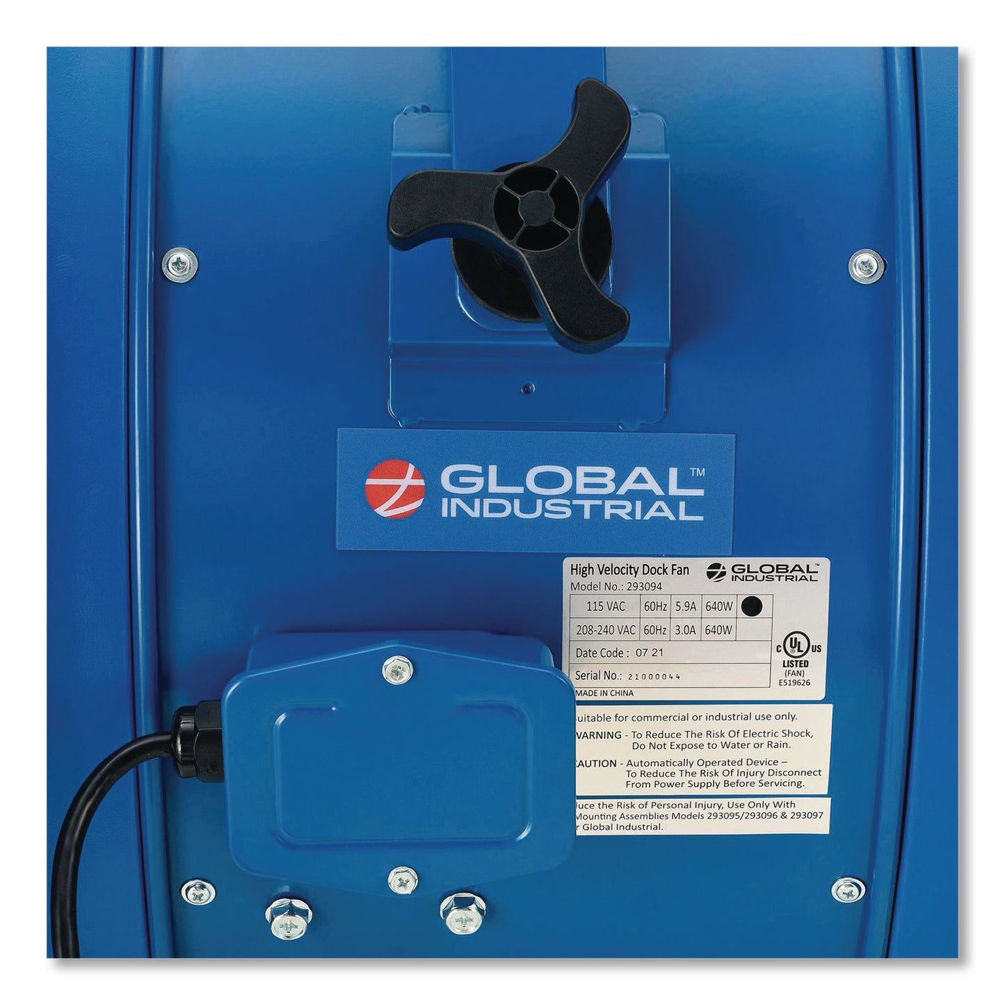 Global Industrial® High Velocity Fan, Wall and Column Mount, 22", 1 Speed, Blue (GBE293148)