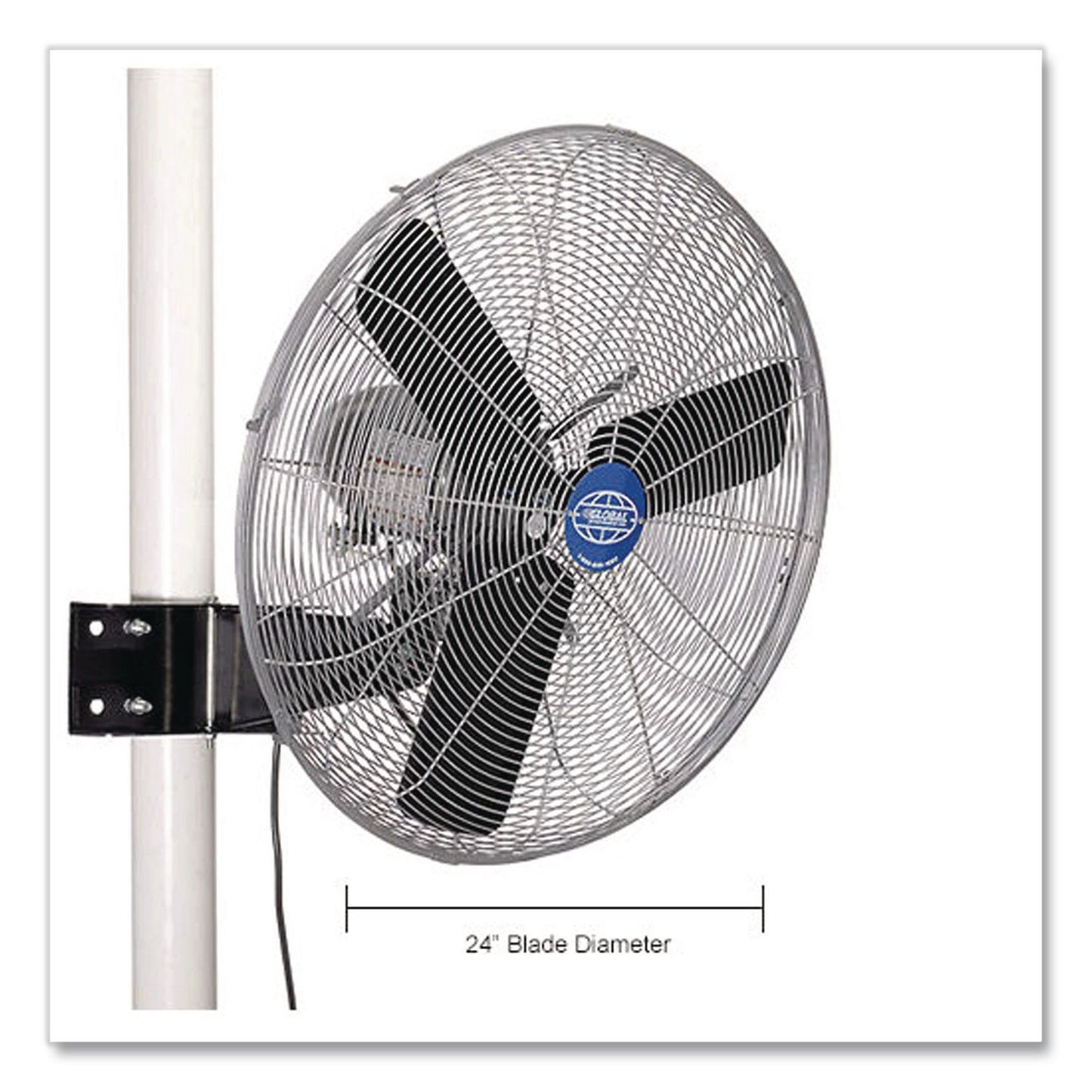 Global Industrial® Oscillating Fan, Pole or Column Mount, 24", 4,050 CFM, 1/4 hp (GBE293155)
