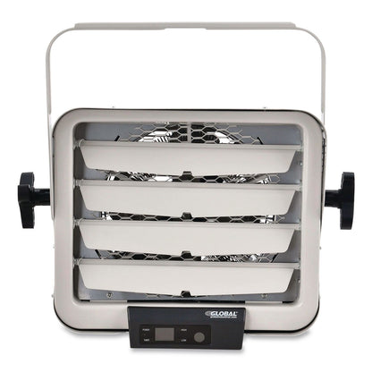 Global Industrial® Unit Heater Horizontal Downflow with Remote, 7,500 W, 14.68 x 15 x 12.5, White (GBE246726)