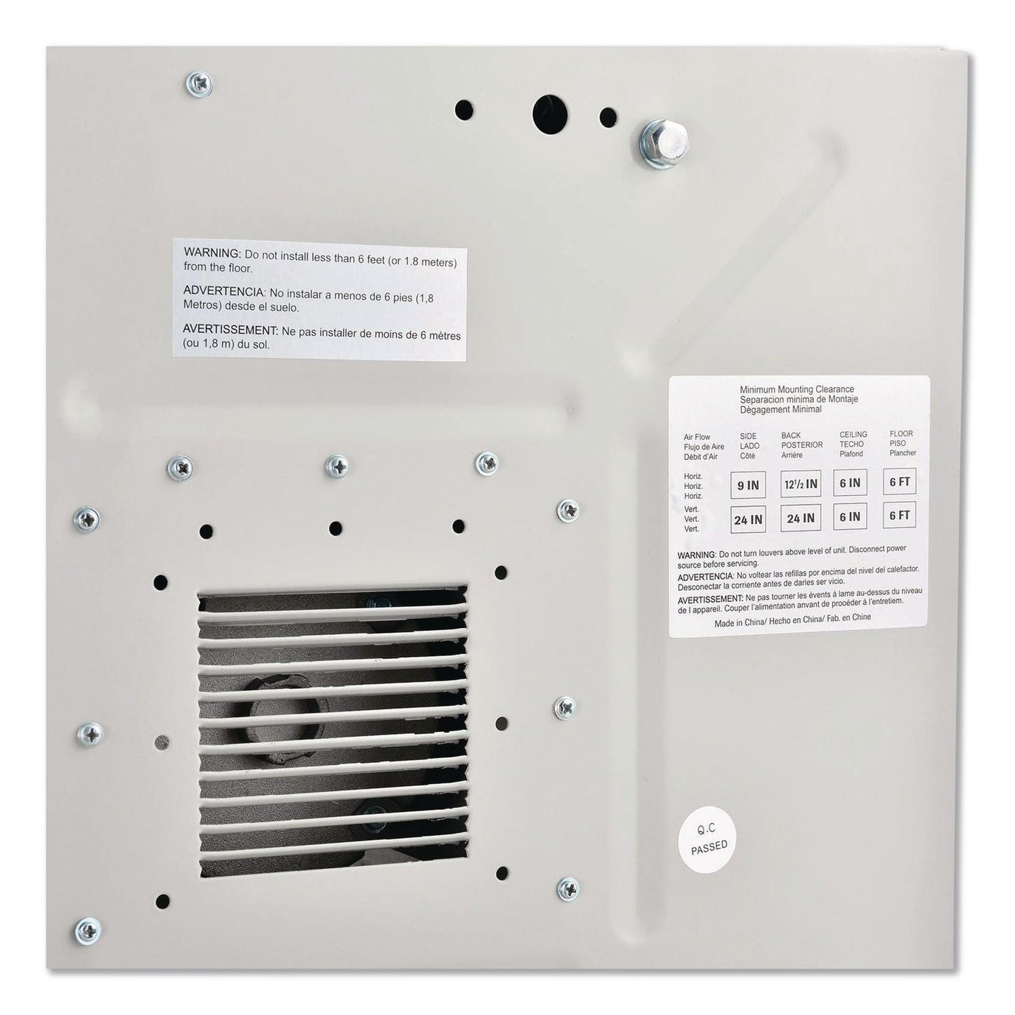 Global Industrial® Unit Heater, Horizontal or Vertical Downflow, 20,000 W, 19 x 13.75 x 21.44, White (GBE246727)