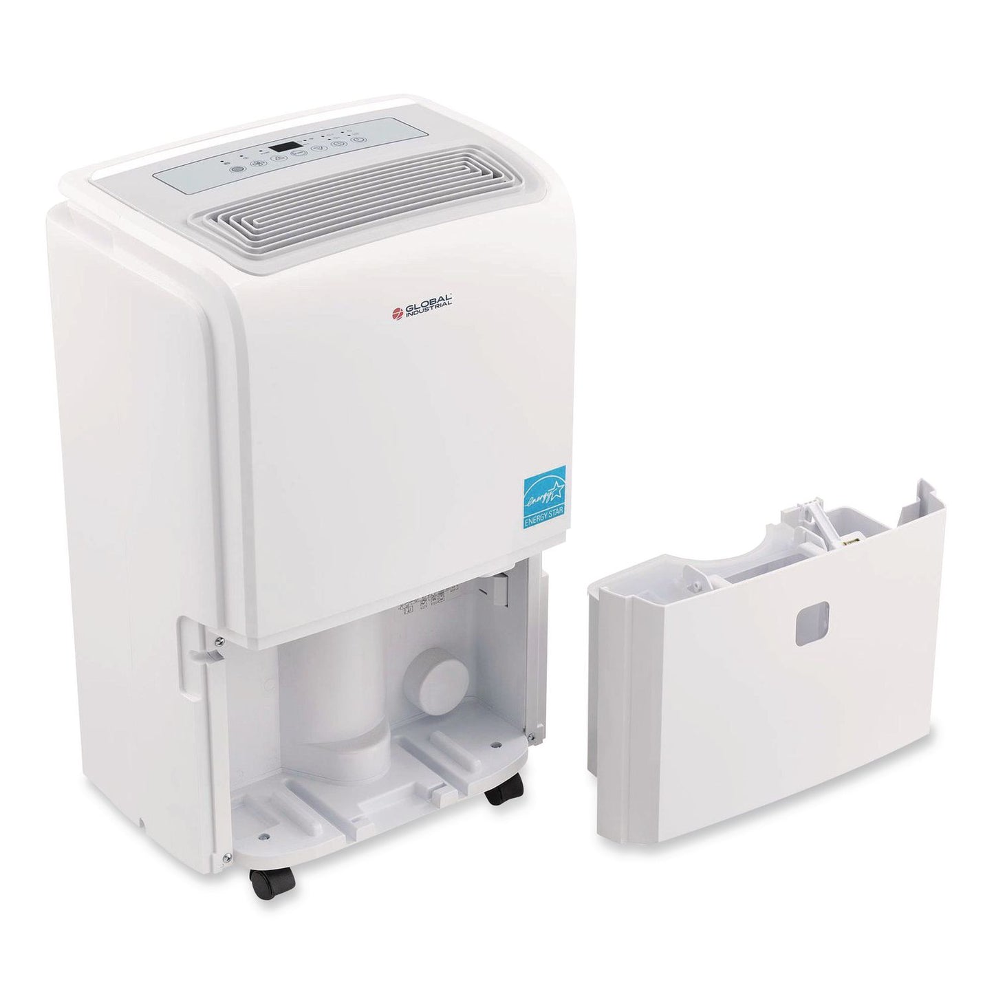 Global Industrial® Portable Dehumidifier with Pump and Wi-Fi, 9.62 x 11.62 x 19.87, White (GBE246733)
