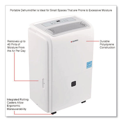Global Industrial® Portable Dehumidifier with Pump and Wi-Fi, 9.62 x 11.62 x 19.87, White (GBE246733)