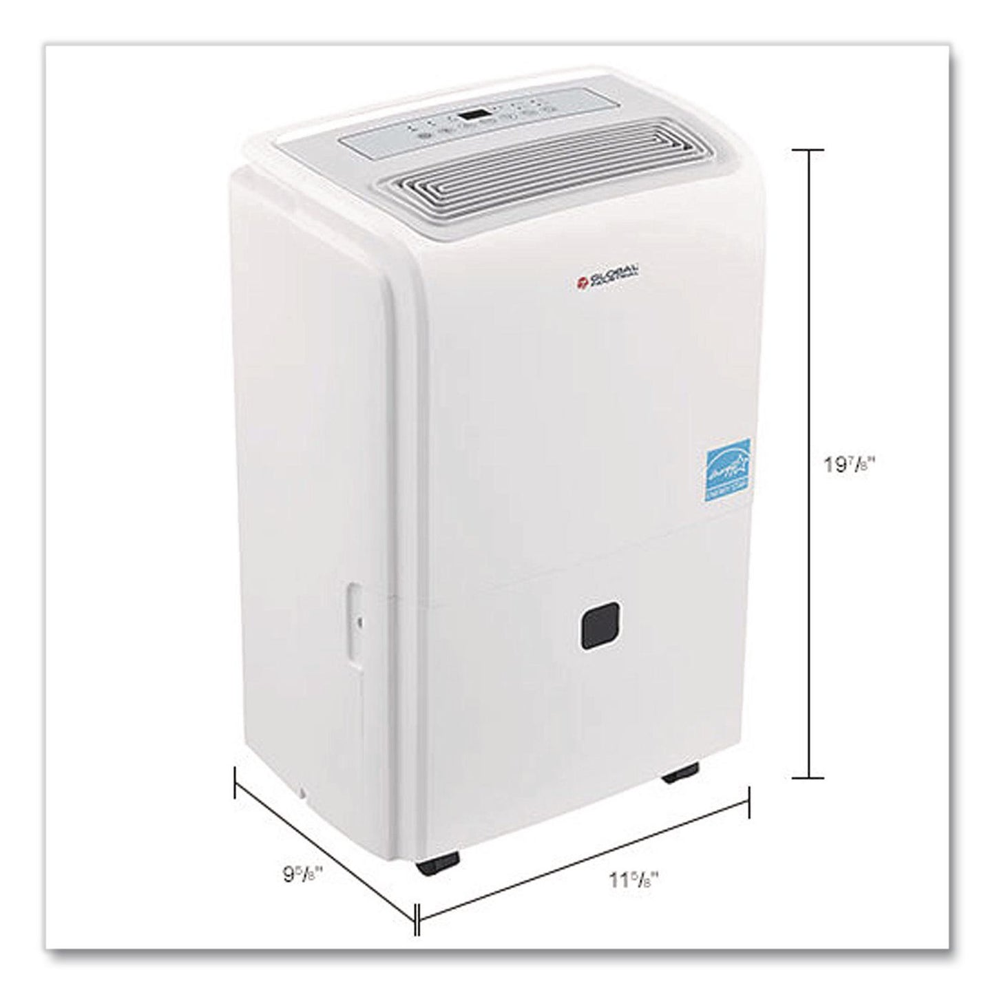 Global Industrial® Portable Dehumidifier with Pump and Wi-Fi, 9.62 x 11.62 x 19.87, White (GBE246733)