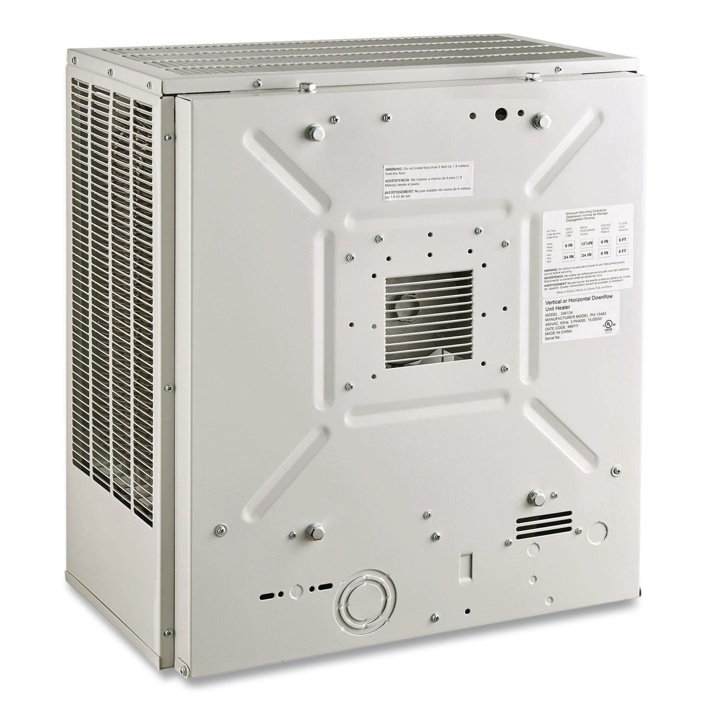 Global Industrial® Unit Heater, Horizontal or Vertical Downflow, 15,000 W, 19 x 13.75 x 21.44, White (GBE246134)