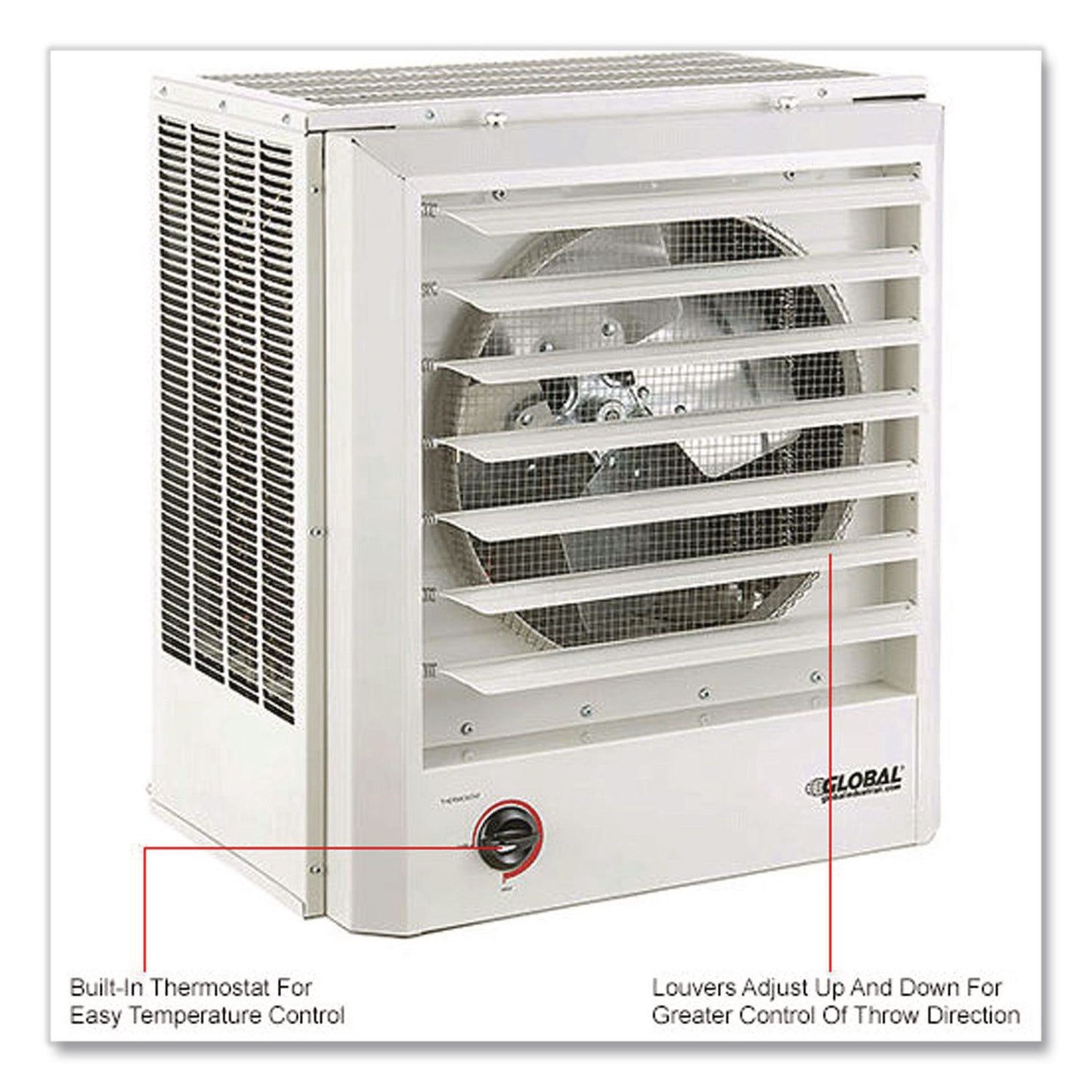 Global Industrial® Unit Heater, Horizontal or Vertical Downflow, 15,000 W, 19 x 13.75 x 21.44, White (GBE246134)