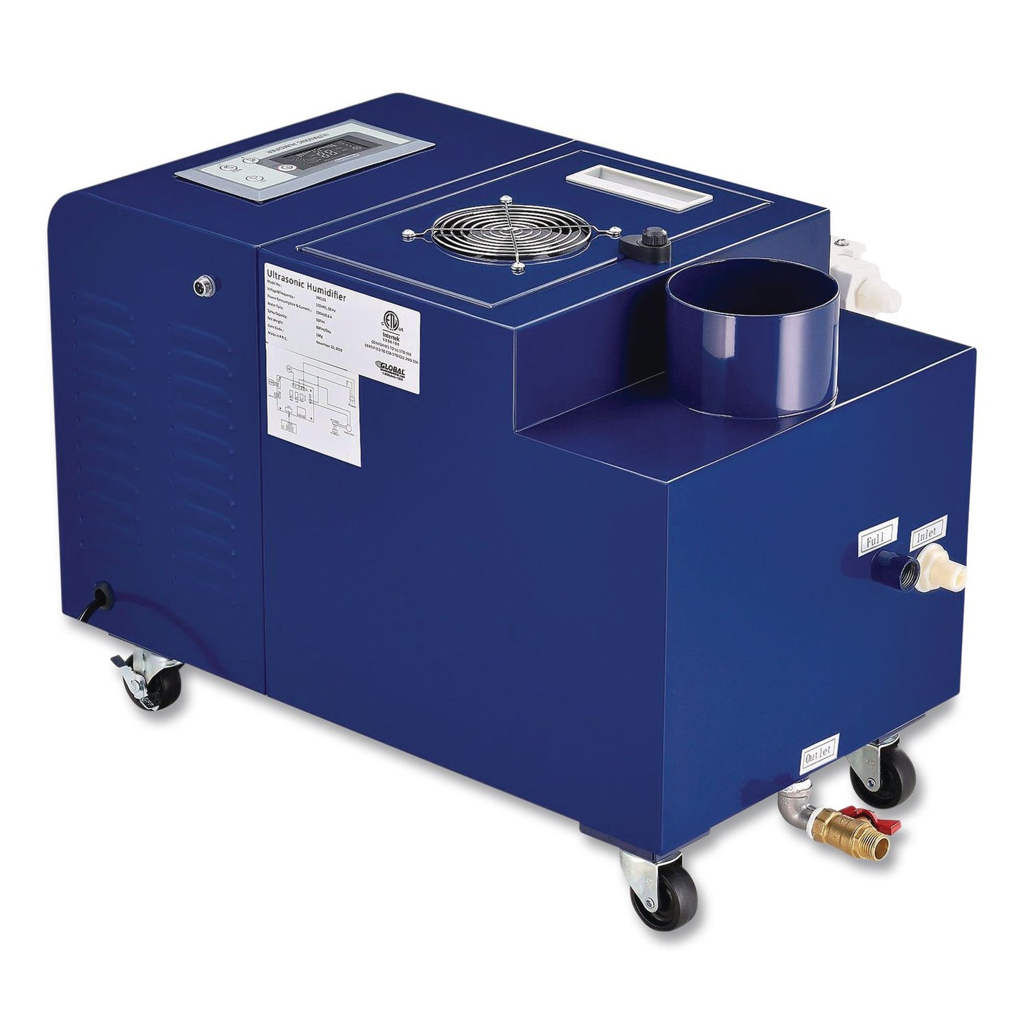 Global Industrial® Ultrasonic Humidifier, 38 pt Tank Capacity, 150 pt Output, 13.75 x 23.62 x 18.25, Blue (GBE246136)