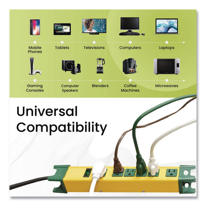 GoGreen Power 6 Outlet Metal Surge Protector, 6 ft Cord, 250 J, Yellow (GGPGG26114)