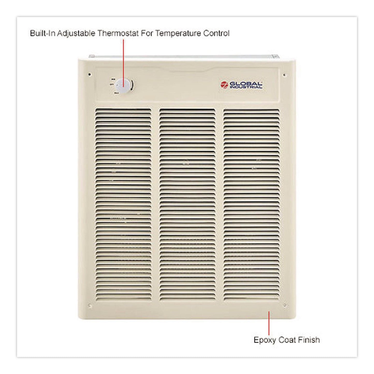 Global Industrial® Fan Forced Wall Heater with Enclosed Motor, 4,000 W, 15.75 x 5 x 19.25, White (GBE246743)
