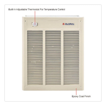 Global Industrial® Fan Forced Wall Heater with Enclosed Motor, 4,000 W, 15.75 x 5 x 19.25, White (GBE246743)