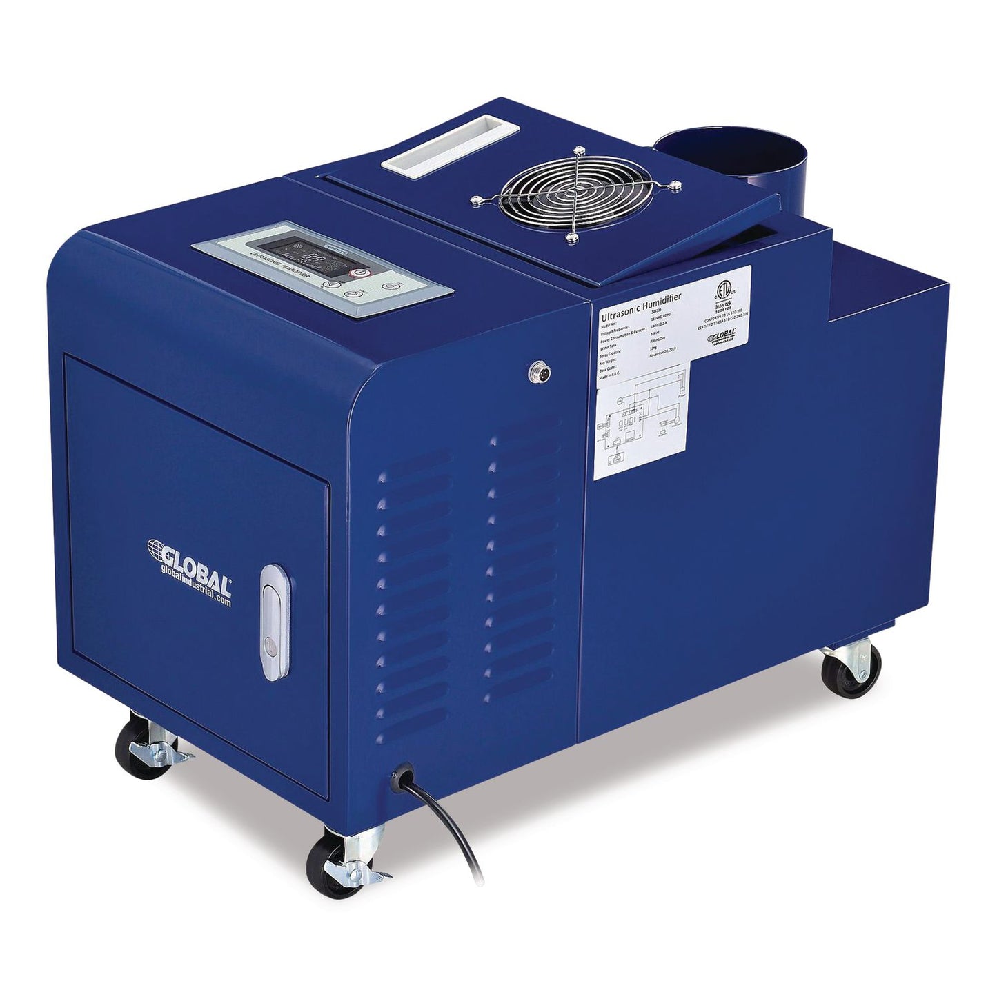 Global Industrial® Ultrasonic Humidifier, 38 pt Tank Capacity, 300 pt Output, 13.75 x 23.62 x 18.25, Blue (GBE246137)