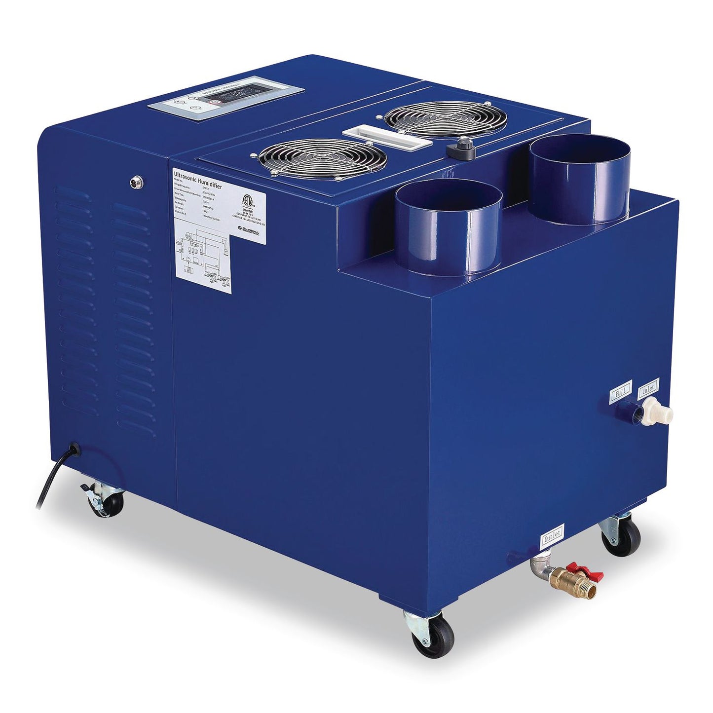 Global Industrial® Ultrasonic Humidifier, Cool Mist with Dual Output, 53 pt Tank Capacity, 18.25 x 24.75 x 22.25, Blue (GBE246138)