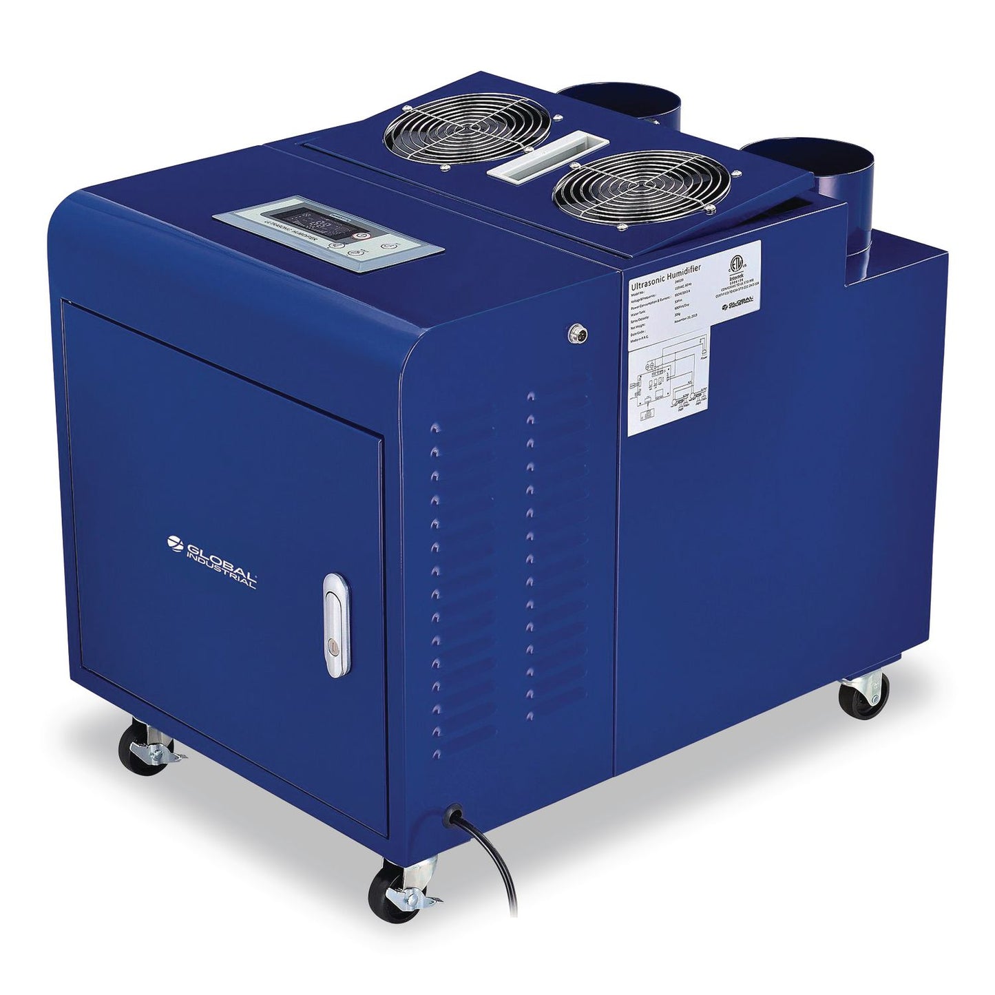 Global Industrial® Ultrasonic Humidifier, Cool Mist with Dual Output, 53 pt Tank Capacity, 18.25 x 24.75 x 22.25, Blue (GBE246138)