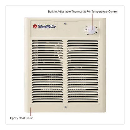 Global Industrial® Fan Forced Wall Heater, Shaded Pole Motor, 2,000 W, 10.63 x 4.75 x 12.25, White (GBE246745)