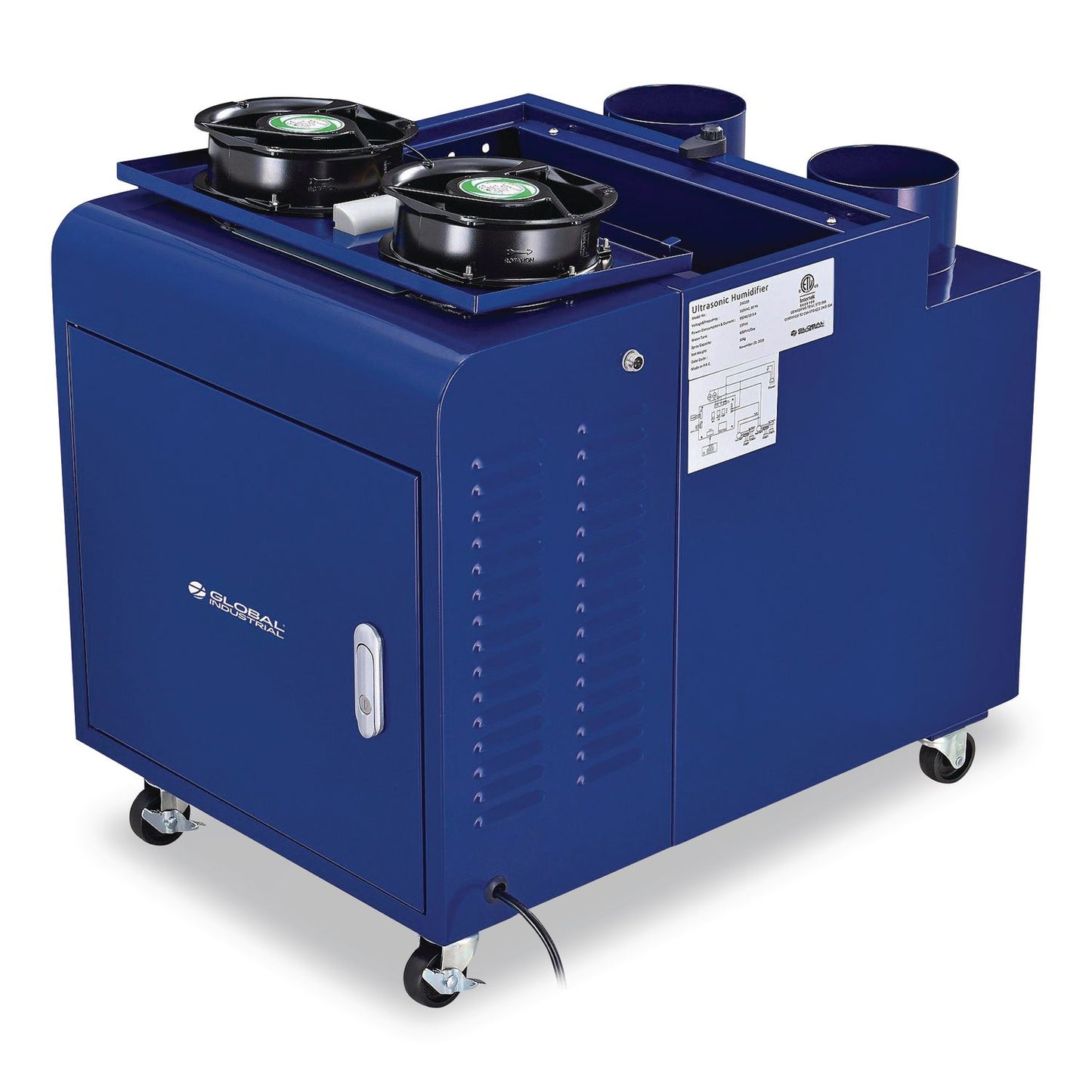 Global Industrial® Ultrasonic Humidifier, Cool Mist with Dual Output, 53 pt Tank Capacity, 18.25 x 24.75 x 22.25, Blue (GBE246138)