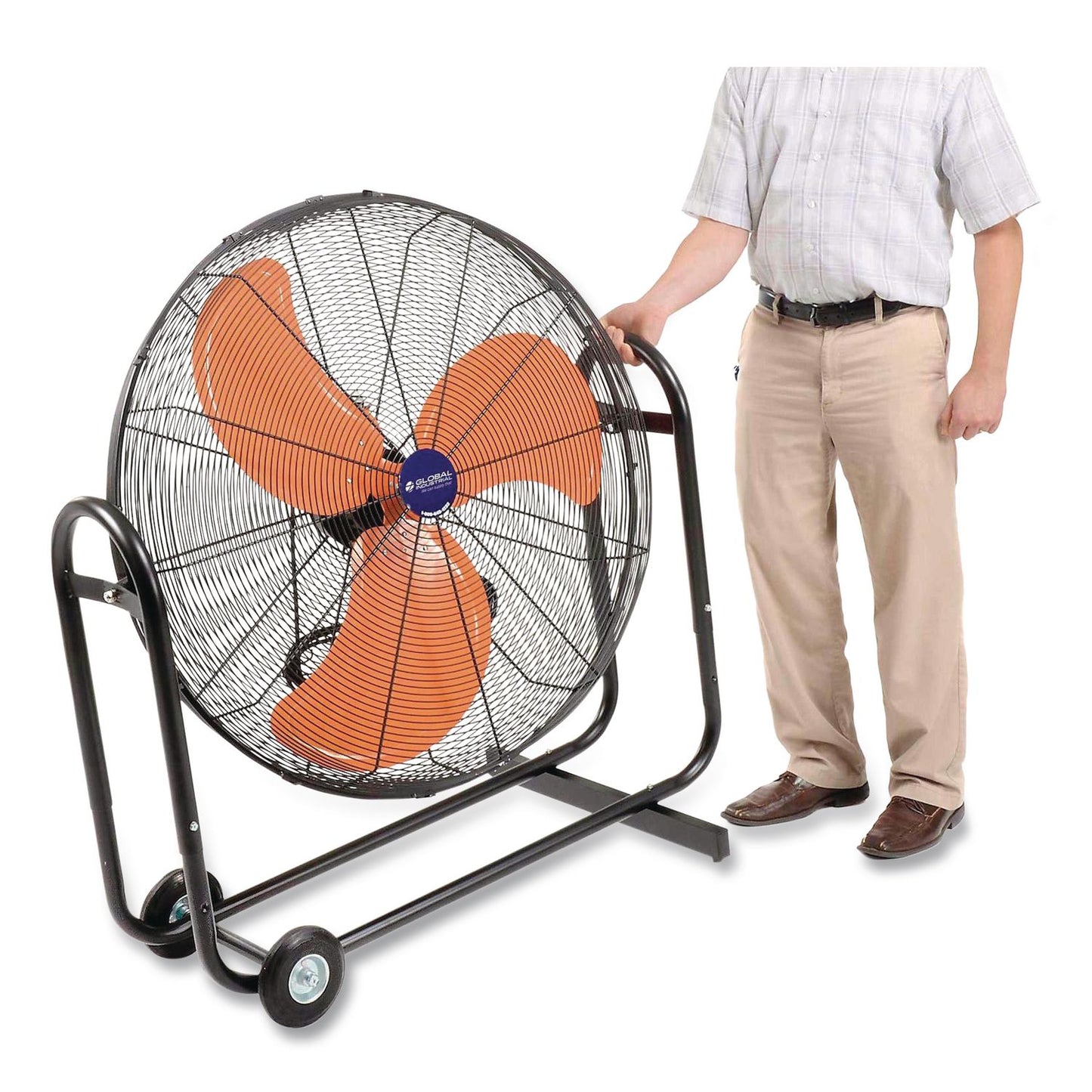 Global Industrial® Portable Tilt Blower Drum Fan, 36", 2 Speeds, Black/Orange (GBE258320)