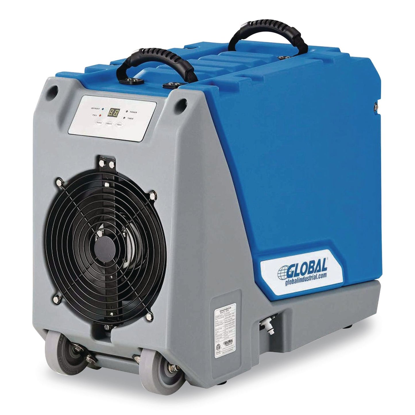 Global Industrial® Crawl Space Commercial Dehumidifier With Pump, 90 pt Tank Capacity, 13.31 x 34 x 25, Blue (GBE246707)