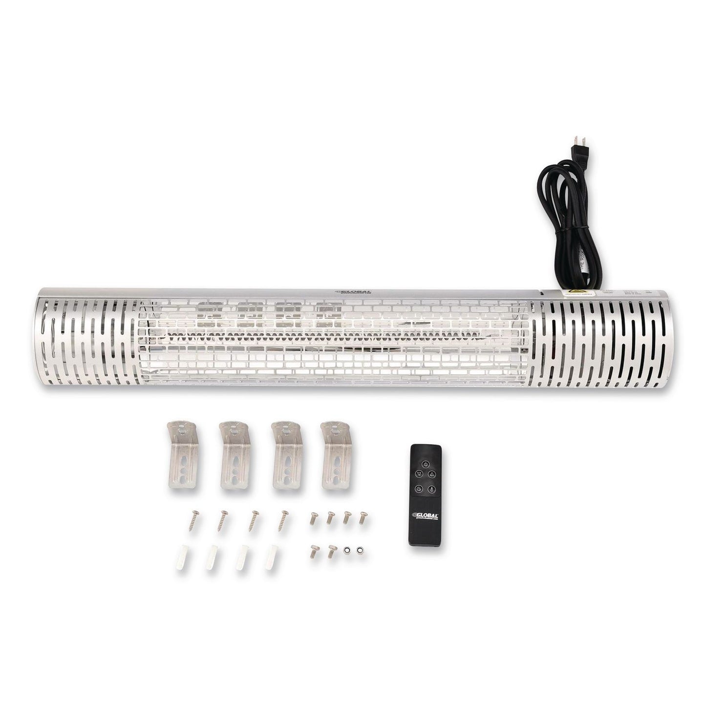 Global Industrial® Infrared Patio Heater with Remote Control, 1,500 W. 30.75 x 5 x 5.38, Silver (GBE246720)