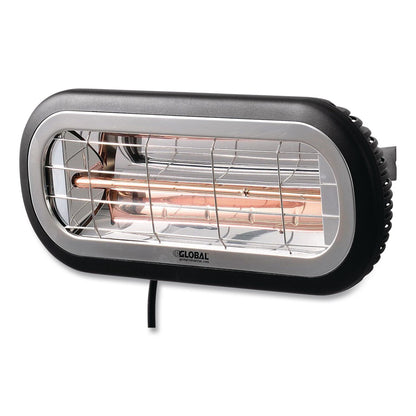 Global Industrial® Infrared Patio Heater Low Glare, 1,500 W, 3 x 7 x 7.5, Black (GBE246721)