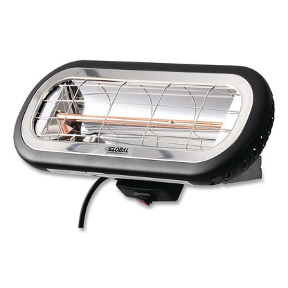 Global Industrial® Infrared Patio Heater Low Glare, 1,500 W, 3 x 7 x 7.5, Black (GBE246721)