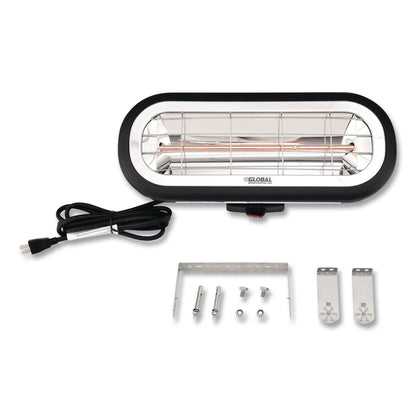 Global Industrial® Infrared Patio Heater Low Glare, 1,500 W, 3 x 7 x 7.5, Black (GBE246721)