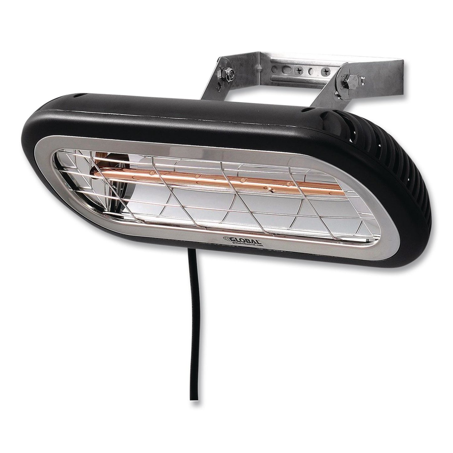 Global Industrial® Infrared Patio Heater Low Glare, 1,500 W, 3 x 7 x 7.5, Black (GBE246721)