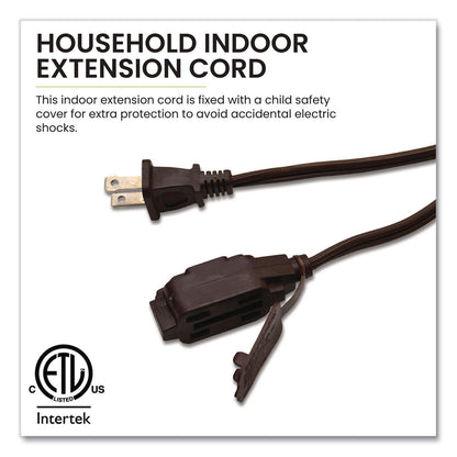 GoGreen Power Household Extension Cord, 20 ft, 13 A, Brown, 3/Pack (GGPGG248203)